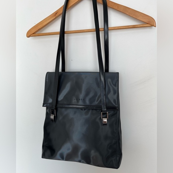 Vintage Joanel Black Textured PVC Tote Bag - Picture 2 of 11